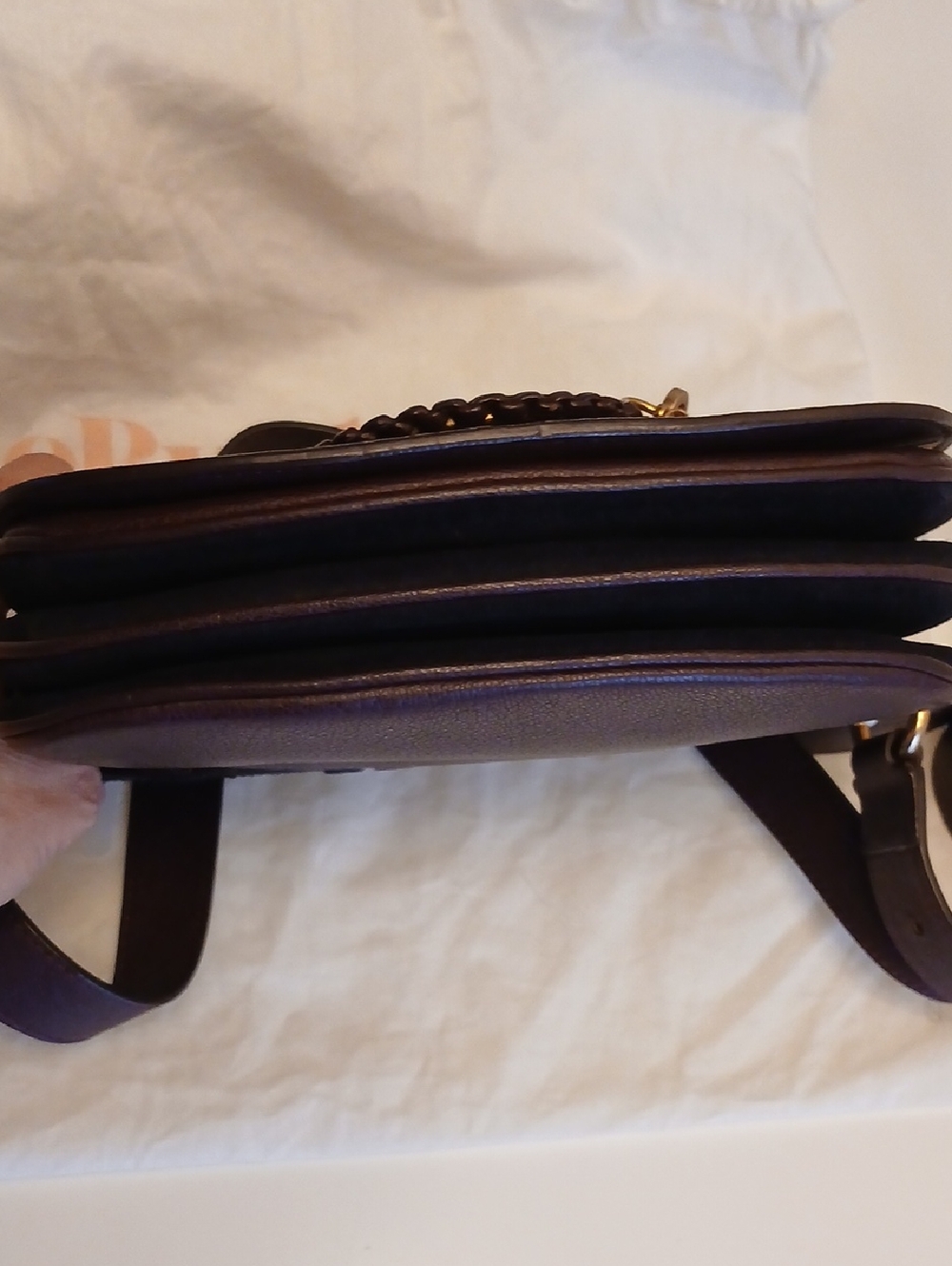 See By Chloe Black and Chocolate Brown Leather Crossbody Bag with Gold Hardware - Picture 9 of 16